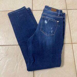 Judy Blue Los Angeles Women Blue Denim Distressed Paint Splatter Jeans Size 5/27